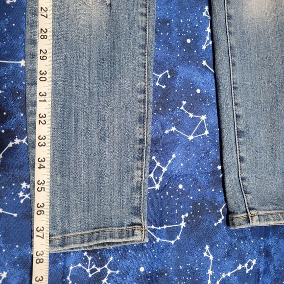 Seven7 size 4 pearl embellished distressed Denim Mid Rise Skinny Blue Jeans - Picture 8 of 12
